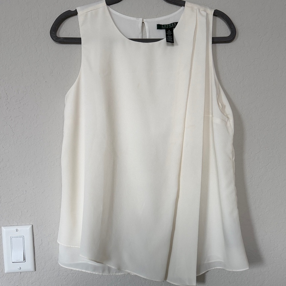 Lauren Ralph Lauren Cream Sleeveless Blouse - Picture 3 of 11
